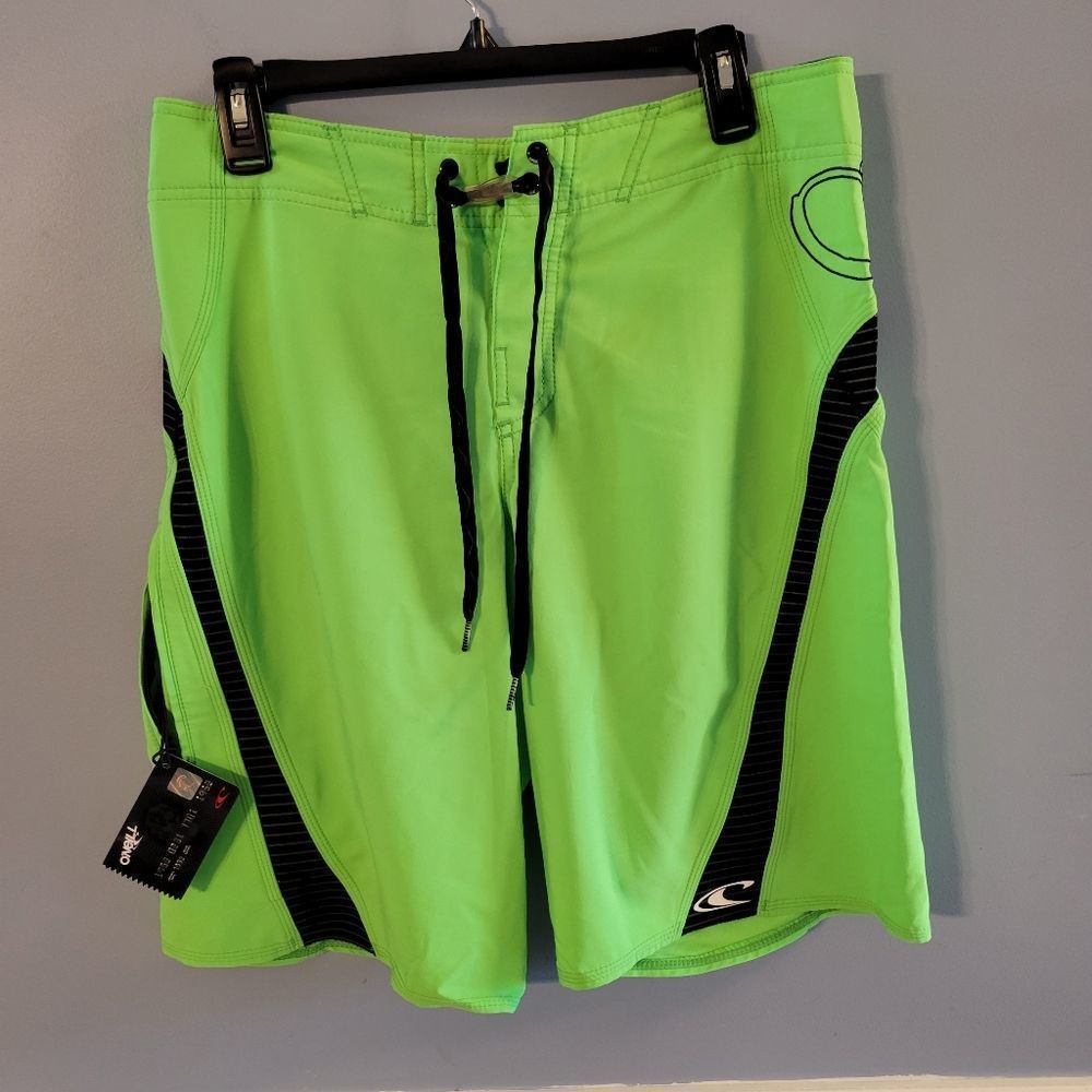 O'Neill Superfreak neon green board shorts sz 30